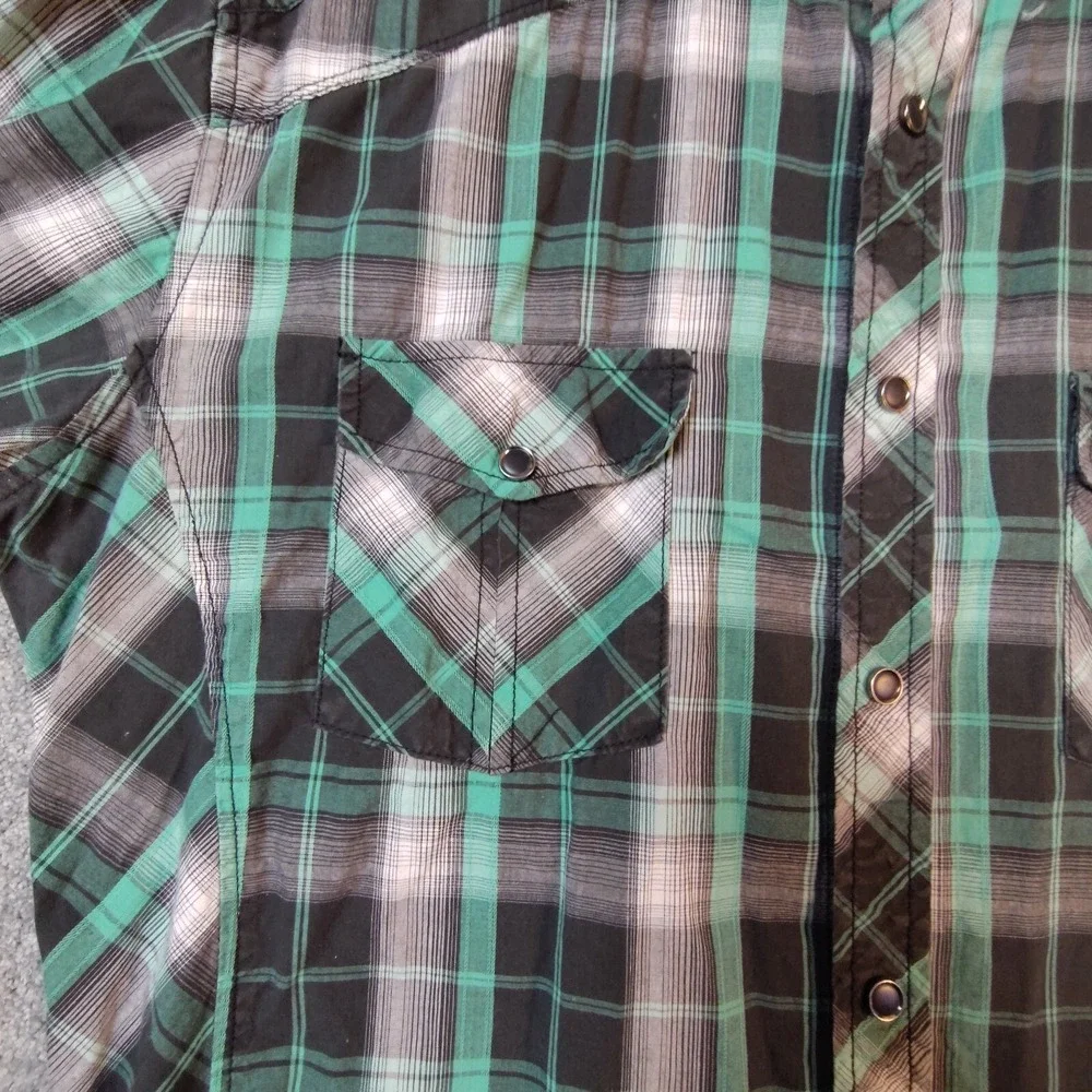 Helix Mens Shirt Multicolor L Plaid Long Sleeve Button Up Collared Athletic Fit